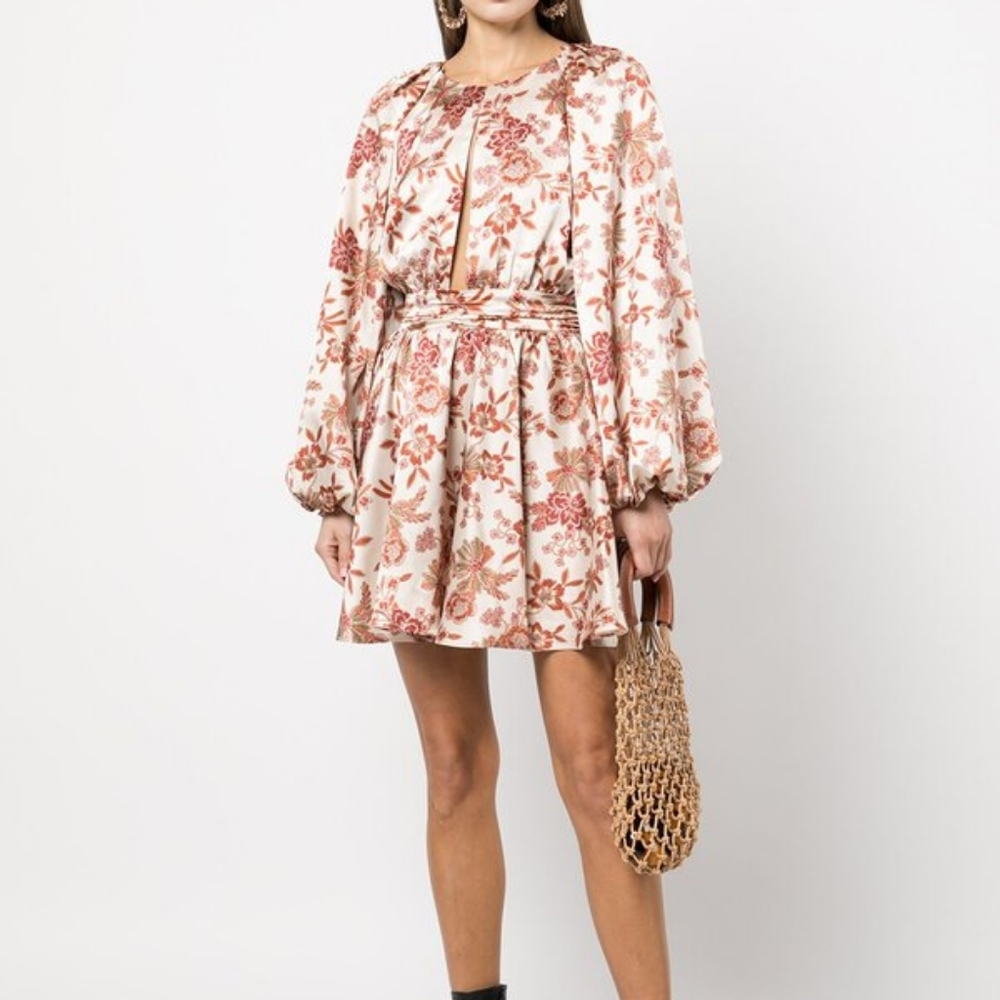 S Misa Kara Dress in Falling Flora Satin